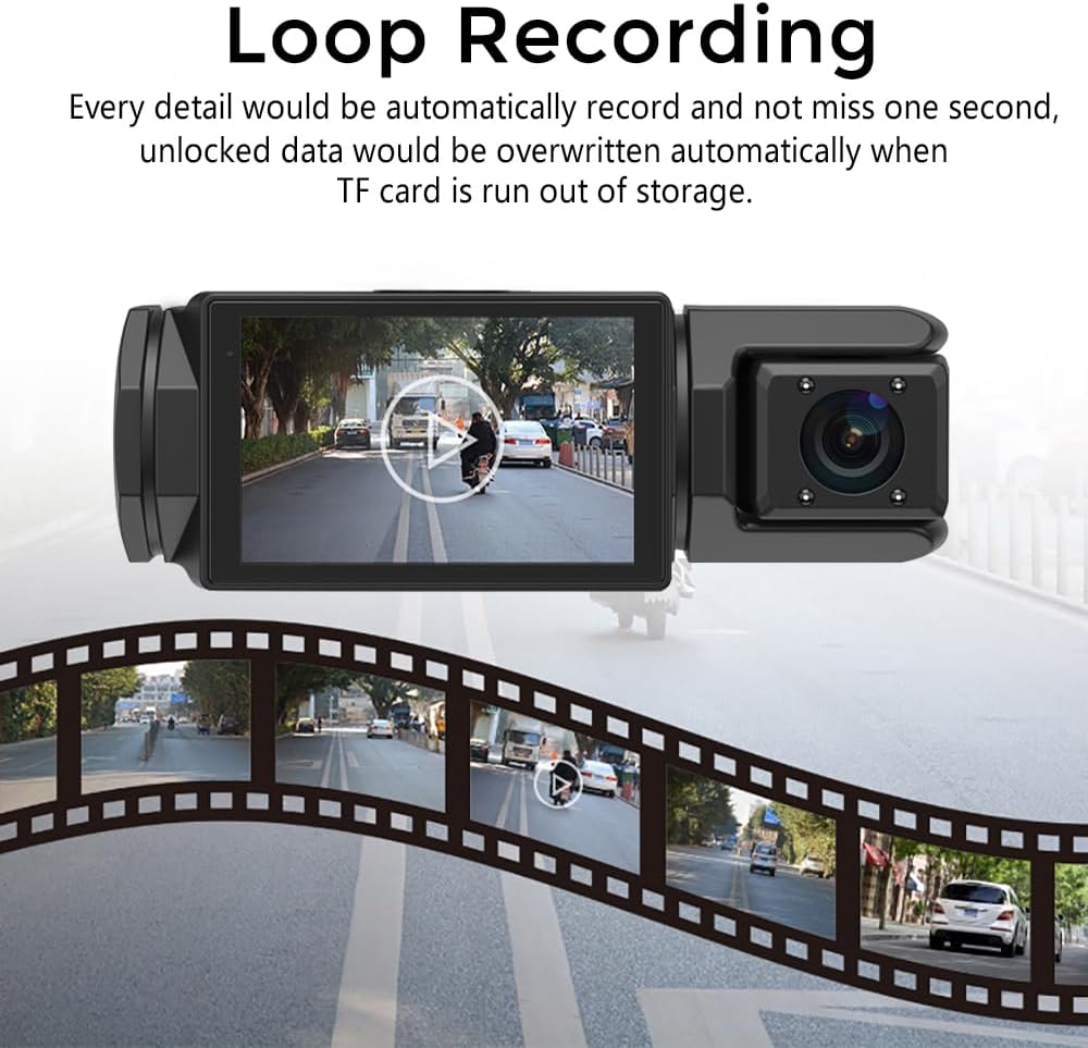 Dash Cam for Cars, 1080P Full HD Dual Dash Cam Front Inside, WiFi, 2" Screen, Night Vision, G-Sensor, Loop Recording, 170° Wide Angle, APP Control (Dual Dashcam)