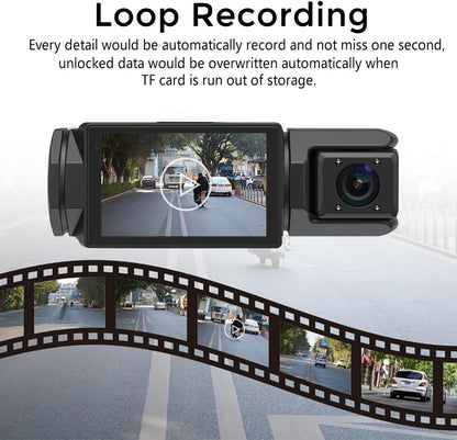 Dash Cam for Cars, 1080P Full HD Dual Dash Cam Front Inside, WiFi, 2" Screen, Night Vision, G-Sensor, Loop Recording, 170° Wide Angle, APP Control (Dual Dashcam)