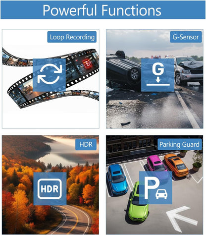 Dash Cam Front and Rear with 32G Card FHD 1080P 3”IPS Screen Dash Camera for Cars W/Super Night Vision Dashboard Camera with G-Sensor, Parking Monitor, Loop Recording, Motion Detection