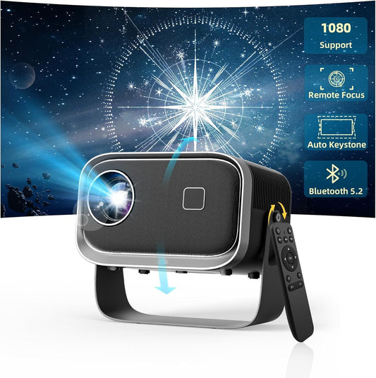 Projector Mini Projector 4K Supported, 600ANSI Portable Projecteur with WiFi6&Bluetooth 5.2, Jimveo 300”Outdoor Movie Projector for PC/Phone